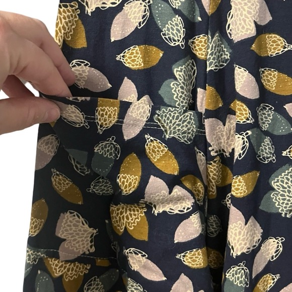 Effies Heart Navy Acorn Print Button Front Midi Dress Size L - Picture 6 of 9